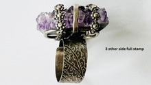 Load image into Gallery viewer, Handmade & Stamped Amethyst and Druzy Rings