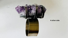 Load image into Gallery viewer, Handmade & Stamped Amethyst and Druzy Rings