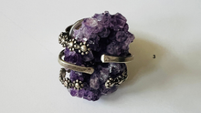 Load image into Gallery viewer, Handmade & Stamped Amethyst and Druzy Rings