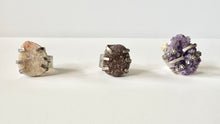 Load image into Gallery viewer, Handmade & Stamped Amethyst and Druzy Rings