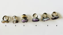 Load image into Gallery viewer, Handmade & Stamped Amethyst and Druzy Rings