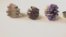 Load and play video in Gallery viewer, Handmade &amp; Stamped Amethyst and Druzy Rings
